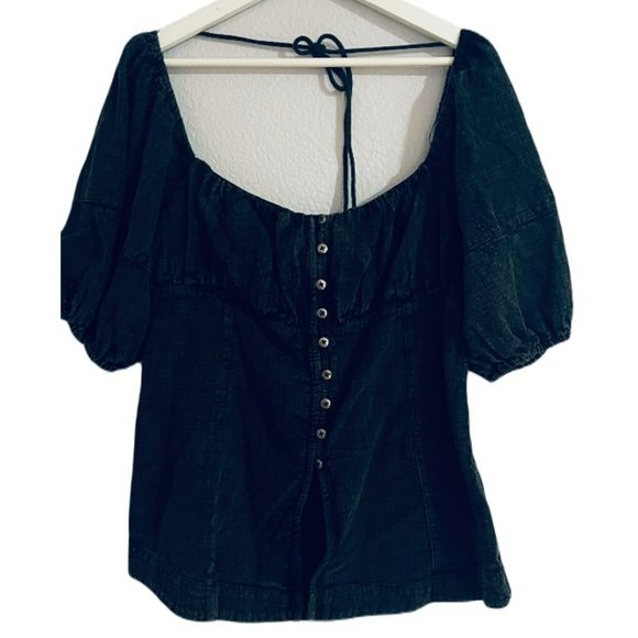 Free People Tops - NWOT Free People Women's Black Puff Sleeve Off-Shoulder Top Medium